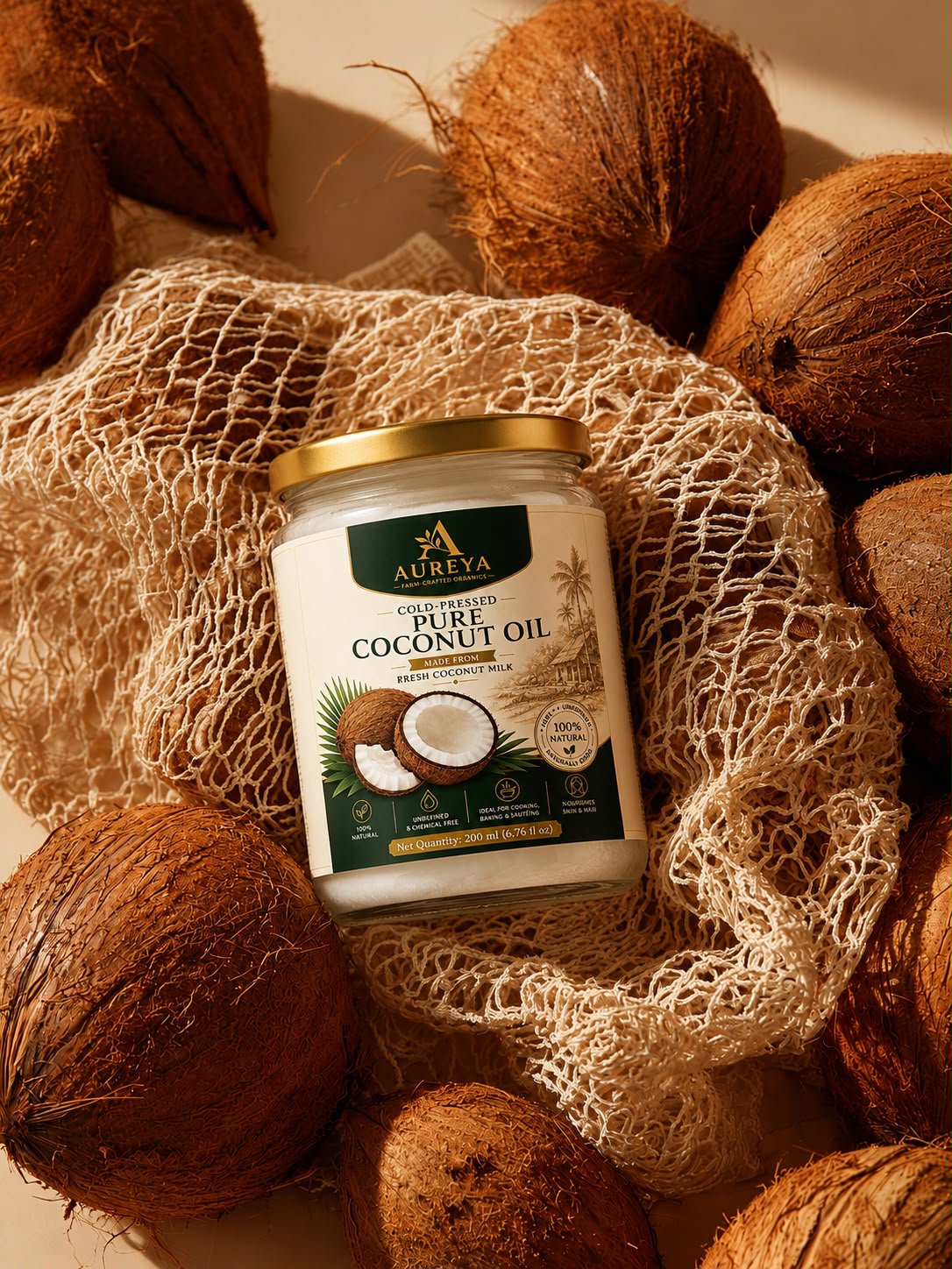 Aureya Pure Coconut Oil | Cold Pressed & Multipurpose